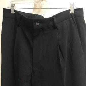 Issey Miyake black wool pleat front trousers dress pants 38 XL vintage Japan